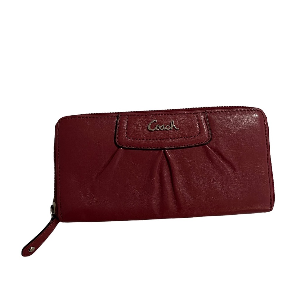 EUC Coach Vintage Ashley Pebble Leather Accordion Zip Around Wallet in Maroon